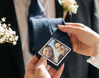 Parche personalizado para corbata con foto para boda, parche conmemorativo personalizado para papá, regalo para el padre de la novia, parche fotográfico para corbata