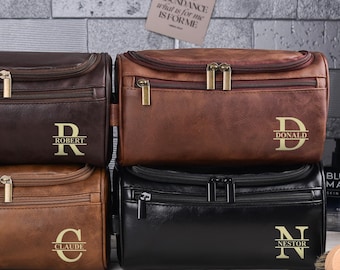 Groomsmen Leather Toiletry Bag, Personalize Groomsmen Gift, Engraved Dopp Kit, Anniversary Gift, Travel Toiletry Bag, Leather Accessory