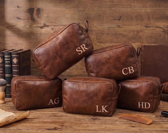 Nécessaire de couro personalizada com bordado, presente de casamento para padrinhos, presente para o padrinho de casamento, bolsa de viagem para ele.