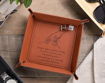 Leather Valet Tray for Dad, Father's Day Gift, Monogram Catch All Tray, Coming Home is the Best Part of My Day, Gift for Him, EDC Tray