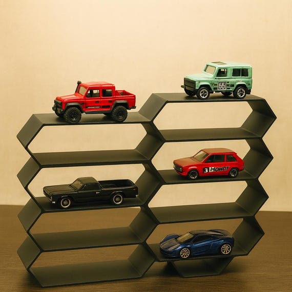 Hexagonal Display Shelf for Hot Wheels 1:64 - 3D Printed Car Stand