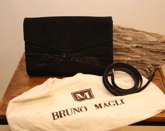 Bruno Magli Purse - pochette bandoulière en daim lézard ou serpent noir Noir