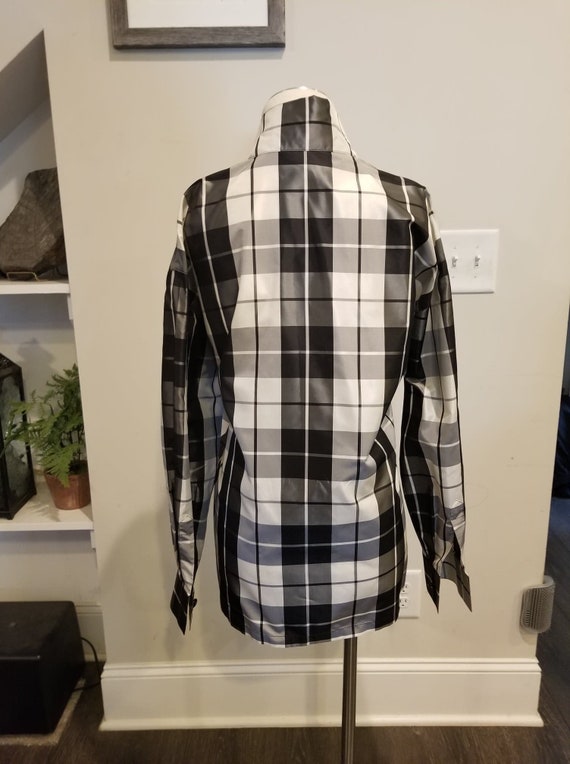Vintage Escada 1980s silk checkered design blouse… - image 4