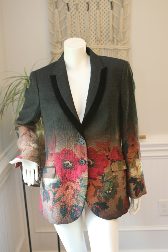 Gorgeous Vintage ETRO jacket 48 Fall Colors Velvet