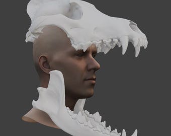 Custom Wolf Skull Mask - Dire Wolf Mask Bones Halloween Cosplay