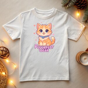 Kids T-Shirt "Puuurfect Wear" – Kawaii Cat Design | Cute Tee for Boys & Girls | Fun Gift Idea | Illustrated Children's Fashion