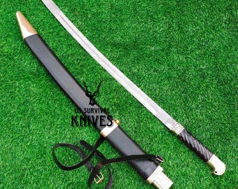 Handmade Paul Chen 1881 Shashka Saber Sword Cavalry Replica in Damascus Blade Collectible Historical Sword, Wedding Gifts Gift for Groomsmen