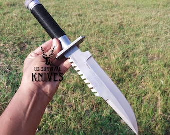 Faca Commando LS1 feita à mão, lâmina tática de sobrevivência, réplica de faca do filme Bowie, presente exclusivo para homem, melhor presente para padrinhos, com bainha