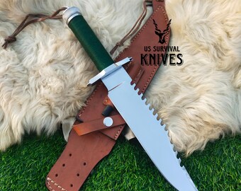 Custom Handmade Replica Rambo Bowie Knife, Hunting Knife With Leather Sheath, Exclusive Gift For Man, Best Gift For Groomsmen, Wedding Gift