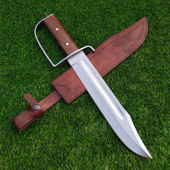 Custom Handmade D-Guard Hunting Bowie Knife, Spring Steel Blade Full Tang With Leather Sheath, Best Gift for Her, Best Gift For Groomsmen