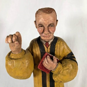 Vintage Sculpture, Hand Carved Wooden Sculpture, Vintage Folk Art Figurine, Unique Religious Decor, Wooden Sculpture, Rustic Home Decor