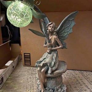 Vintage Fairy Sculptures, Garden Statues, Garden Fairy Sculpture with Wings, Fairy Statue, Bronze Fairy, Garden Fairy, Rustic Home Decor