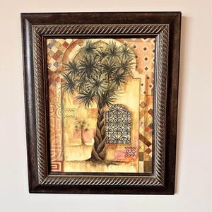 Vintage Art, Original Oil Painting, Palm Tree, Signed Art, Framed Wall Decor, Mediterranean Art, Boho Artwork, Home Decor, Impassionate Art