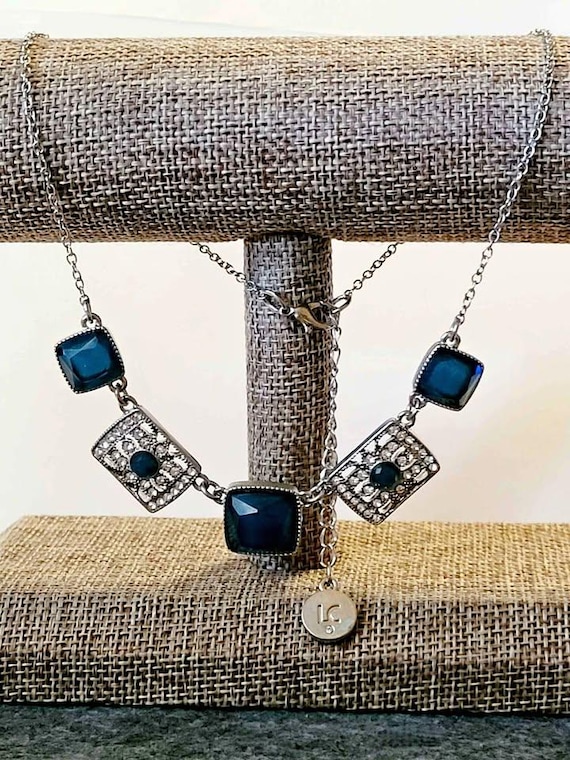 Vintage Necklace, Liz Claiborne Statement Necklace With Blue