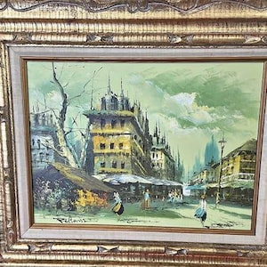 Vintage Art, Paris Street Scene, Art By David Pelbam, Framed Pinting,  Impressionist Oil, Cityscape Art, Signed Wall Decor, Home Decor