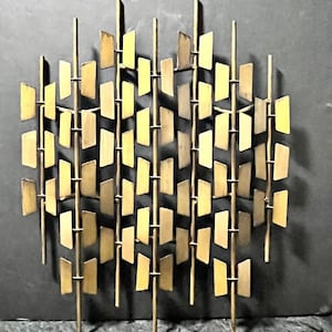 Modern Brass Wall Sculpture, Abstract Geometric Metal Art, Vintage Brutalist Decor, Bronze and Gold Tone, Rare Statement Piece, Home Decor