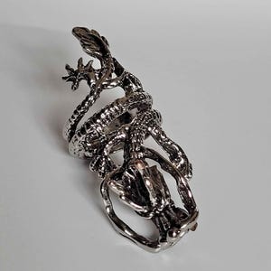 Vintage Drache Ring, keltischer Drache Ring, grausamer Drache Wickelring, Silber verstellbarer Drache Ring, Fantasy Statement Schmuck, Silber Drache