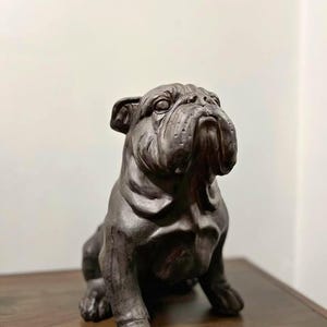 Vintage Bulldog Skulptur, Georgia Bulldog Statue, Handgefertigte Bulldogge Statue, Massivharz Hundeskulptur, Rustikale Wohnkultur, Hundefigur