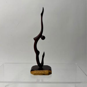 Vintage Wood Sculpture, Female Form Wood Sculpture, Hand Crafted Abstract Minimalist Miniature, Rustic Home Decor, Solid Wood Base Statue