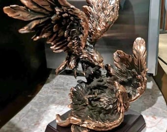 ブロンズ仕上げの鷲の彫刻：野生動物の樹脂像 - Etsy 日本