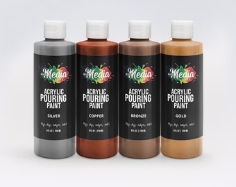 Metallics - 8 ounce metallic acrylic pouring paint set - ready to pour paint