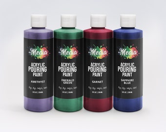 Gemstones Metallics - 8 ounce metallic acrylic pouring paint set - ready to pour paint