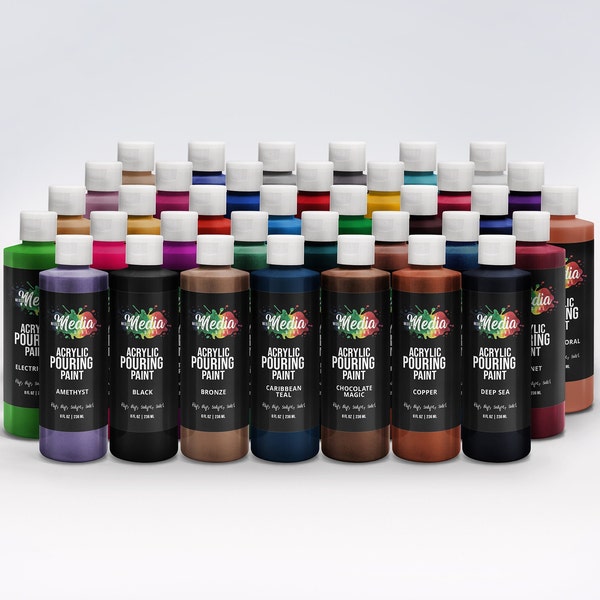 Set of SIXTEEN 8-ounce acrylic pouring ready to pour paint bottles - READ the full description please