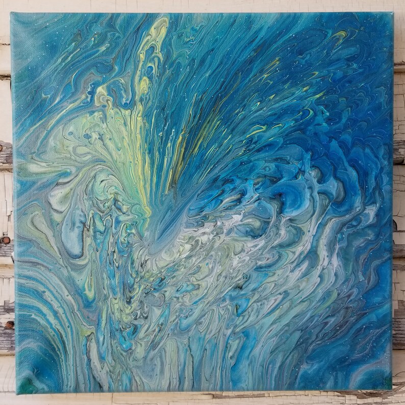 Mixed Media Girl Acrylic Pour Painting Abstract Painting Etsy