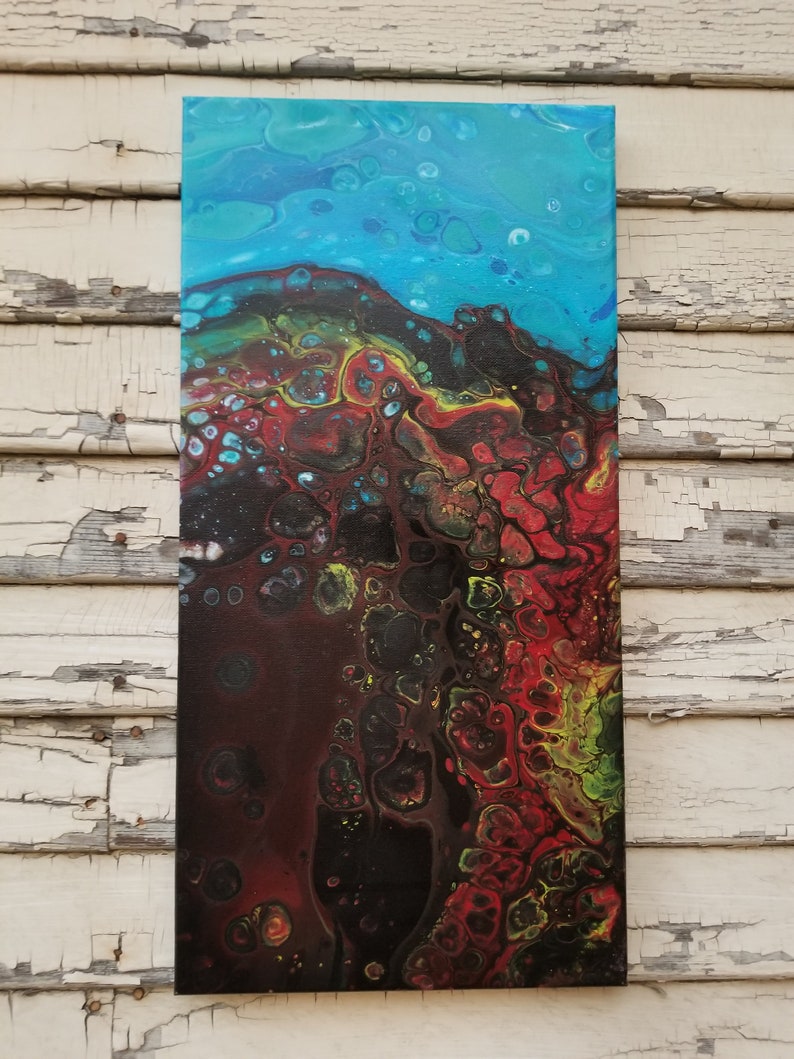 Mixed Media Girl Acrylic Pour Painting Abstract Painting Etsy