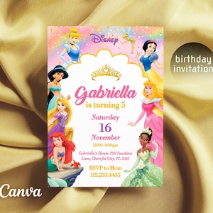 Princess birthday invitation, girl editable invite template, printable Castle invitation, Once Upon A Time Royal Party, instant download