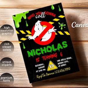 Ghostbusters birthday invitation, printable editable invite, Frozen Empire Party, Ectomobile, boy birthday, digital template