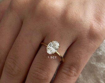 Oval Moissanite Engagement Ring: Dainty 14K Gold Promise Ring