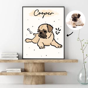 Pet Portrait Custom from Photo - Personalized Dog Digital Art, Line Art cute cartoon style wall, Badly Drawn Pet Lover Gift, gift for mom