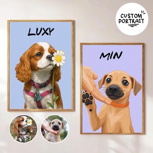 Personalized Pet Cartoon Portrait png, Custom Pet Portrait from Photo instand download, Digital Pet Illustration, Pet Lover Keepsake png
