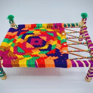 Handcrafted Mini Charpai | Traditional Wooden Art Piece | Distinctive Home Décor Accent