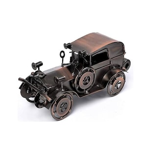 Handmade Vintage Metal Car Decor – Antique Scrap Metal Art Retro Motor Car Model – Big Miniature Display