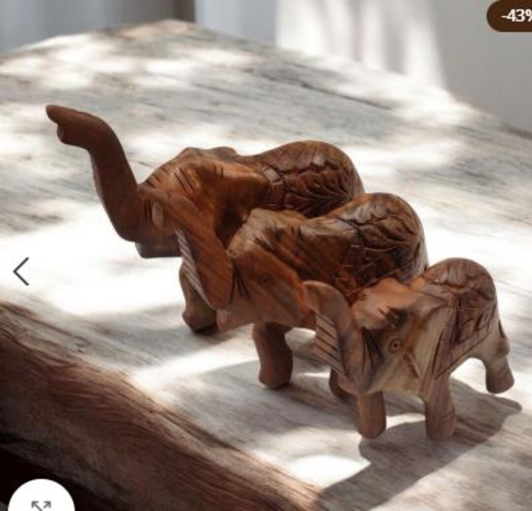 Handmade Elephant Sculpture | Wooden Elephant Figurine | Animal Statue ...