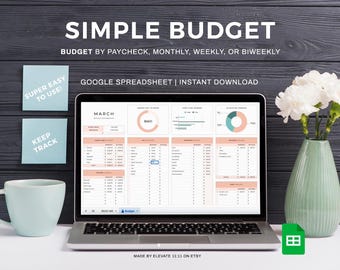 Pianificatore di budget Fogli Google Modello di budget mensile Foglio di calcolo del budget semplice Tracker delle spese Modello di budget bisettimanale Budget della busta paga