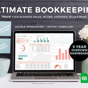 Bookkeeping Spreadsheet Small Business Accounting Spreadsheet Tax Tracker Revenue Tracker Profit Margin Sales Tracker Business Planner Sales