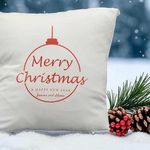 Personalised Christmas Cushion Covers 40x40cm 3 Festive Designs to Choose From Customisable with Up to 8 Names for Family Christmas Décor