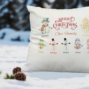 Personalised Christmas Cushion Covers 40x40cm 3 Festive Designs to Choose From Customisable with Up to 8 Names for Family Christmas Décor
