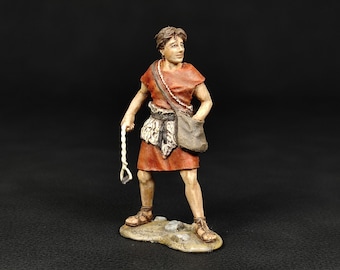 Collectible painted TIN miniature David the shepherd from the series «Figures from the Holy Scriptures» | Scale 1:32 (54mm)