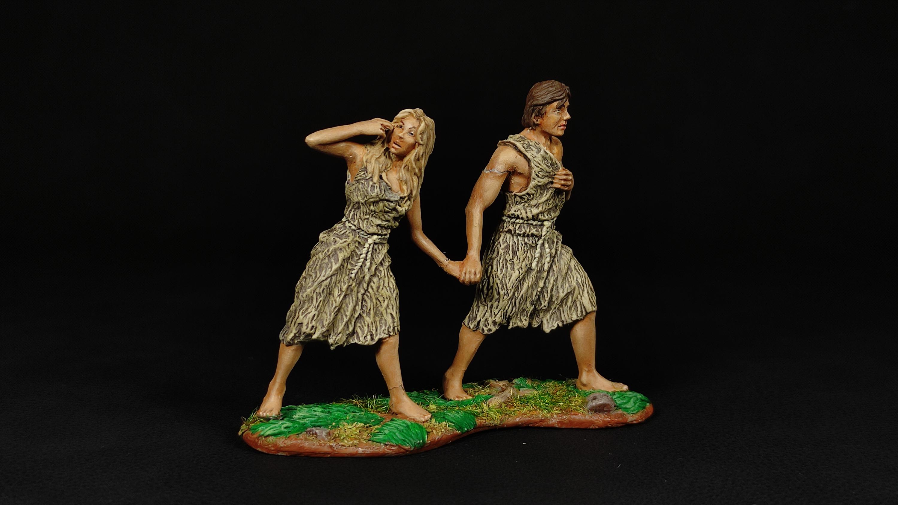 Collectible Painted TIN Miniature Adam and Eve Leaving the Garden of ...