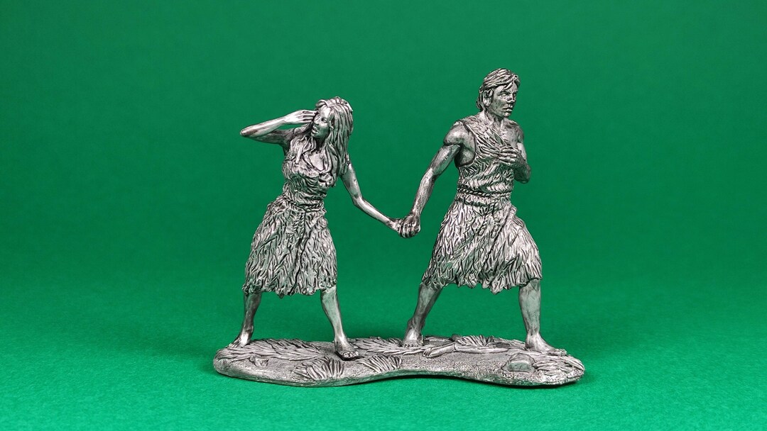Figurine Adam and Eve Leaving the Garden of Eden - Collectible Tin ...