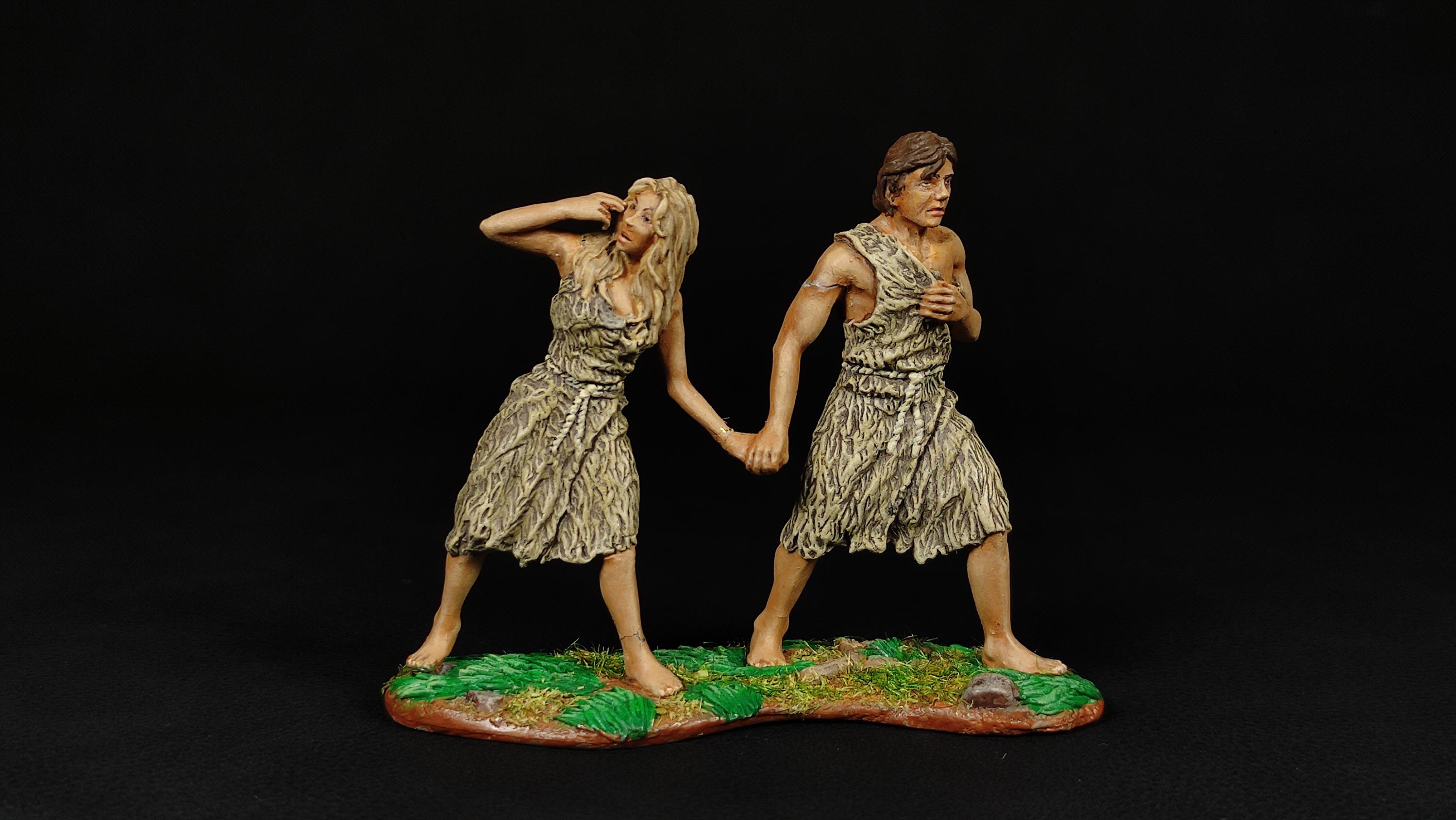 Collectible Painted TIN Miniature Adam and Eve Leaving the Garden of ...