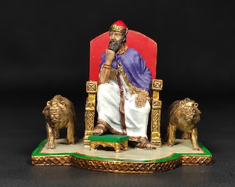 King Solomon on the Throne of Israel — Hand-Painted Collectible Tin Miniature from the Holy Scriptures Series | Scale 1:32