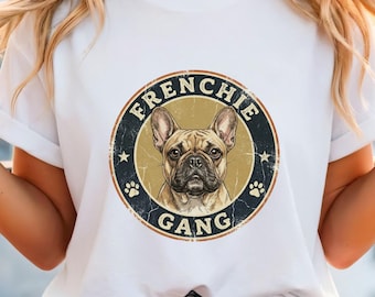 Camiseta Frenchie Gang - Camiseta retro para amantes del bulldog francés