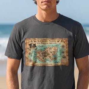 Pirate Treasure Map T-Shirt, Vintage Pirate Shirt, Blackbeard Treasure Map Tee, Nautical Adventure Shirt, Pirate Lover Gift