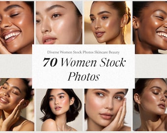 Diverse Women Stock Photos: Skincare & Beauty Branding (Digital Download)
