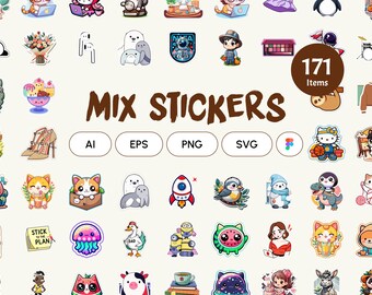 Paquete de pegatinas con 171 diseños (descarga digital)